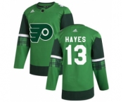 Men's Philadelphia Flyers #13 Kevin Hayes 2020 St. Patrick's Day Stitched Hockey Jersey Green