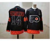 Men's Philadelphia Flyers #14 Sean Couturier Black Adidas 2020-21 Stitched NHL Jersey