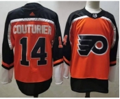 Men's Philadelphia Flyers #14 Sean Couturier Orange Adidas 2020-21 Stitched NHL Jersey