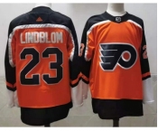 Men's Philadelphia Flyers #23 Oskar Lindblom Orange Adidas 2020-21 Stitched NHL Jersey