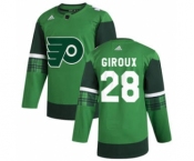 Men's Philadelphia Flyers #28 Claude Giroux 2020 St. Patrick's Day Stitched Hockey Jersey Green