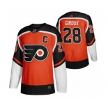 Men's Philadelphia Flyers #28 Claude Giroux Orange 2020-21 Reverse Retro Alternate Hockey Jersey