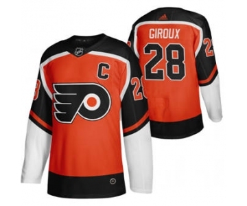 Men's Philadelphia Flyers #28 Claude Giroux Orange 2020-21 Reverse Retro Alternate Hockey Jersey