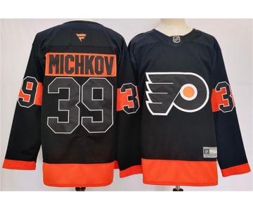 Men's Philadelphia Flyers #39 Matvei Michkov Black 2024 Stitched Jersey