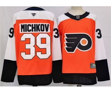 Men's Philadelphia Flyers #39 Matvei Michkov Orange 2024 Stitched Jersey