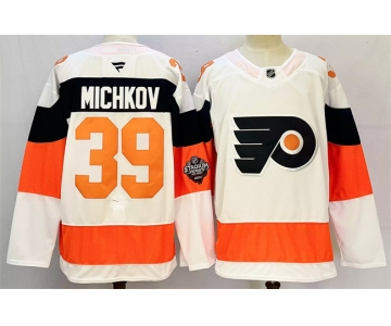 Men's Philadelphia Flyers #39 Matvei Michkov White 2024-25 With A Patch Stitched Jersey