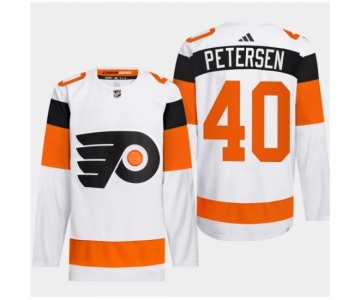 Men's Philadelphia Flyers #40 Cal Petersen White 2024 Stadium Series Stitched Jersey