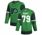 Men's Philadelphia Flyers #79 Carter Hart 2020 St. Patrick's Day Stitched Hockey Jersey Green