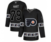 Men's Philadelphia Flyers #79 Carter Hart Black Team Logo Fashion Stitched Hockey Jersey