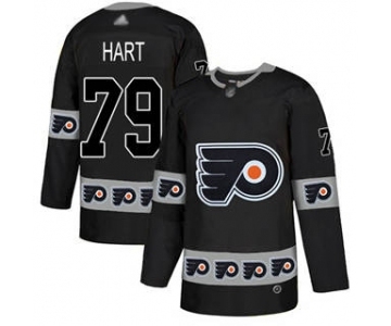 Men's Philadelphia Flyers #79 Carter Hart Black Team Logo Fashion Stitched Hockey Jersey