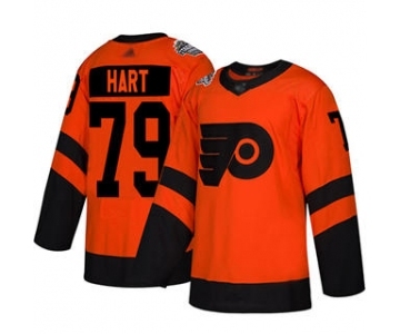 Men's Philadelphia Flyers #79 Carter Hart Orange 2019 Stadium Series Stitched Hockey Jersey