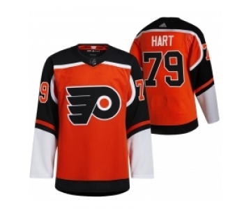 Men's Philadelphia Flyers #79 Carter Hart Orange 2021 Reverse Retro Authentic Jersey