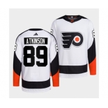 Men's Philadelphia Flyers #89 Cam Atkinson White 2022 Reverse Retro Stitched Jersey