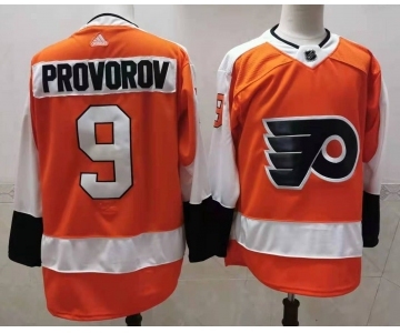 Men's Philadelphia Flyers #9 Ivan Provorov Orange With Black Name Adidas 2020-21 Stitched NHL Jersey