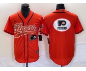 Men's Philadelphia Flyers Orange Team Big Logo Cool Base Stitched Baseball Jersey