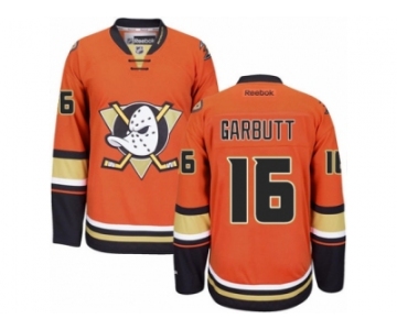 Men's Reebok Anaheim Ducks #16 Ryan Garbutt Premier Orange Third NHL Jersey