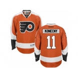 Men's Reebok Philadelphia Flyers #11 Travis Konecny Authentic Orange Home NHL Jersey