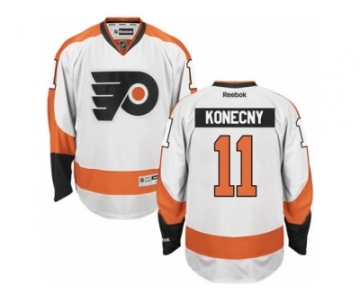 Men's Reebok Philadelphia Flyers #11 Travis Konecny Authentic White Away NHL Jersey