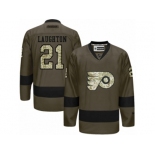 Men's Reebok Philadelphia Flyers #21 Scott Laughton Authentic Green Salute to Service NHL Jersey