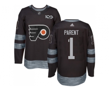 Philadelphia Flyers #1 Bernie Parent Black 1917-2017 100th Anniversary Stitched NHL Jersey