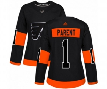 Women Adidas Philadelphia Flyers #1 Bernie Parent Authentic Black Alternate NHL Jersey