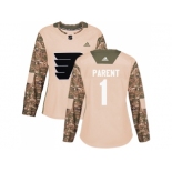 Women Adidas Philadelphia Flyers #1 Bernie Parent Camo Authentic 2017 Veterans Day Stitched NHL Jersey