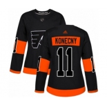 Women Adidas Philadelphia Flyers #11 Travis Konecny Authentic Black Alternate NHL Jersey