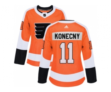 Women Adidas Philadelphia Flyers #11 Travis Konecny Orange Home Authentic Stitched NHL Jersey