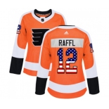 Women Adidas Philadelphia Flyers #12 Michael Raffl Authentic Orange USA Flag Fashion NHL Jersey