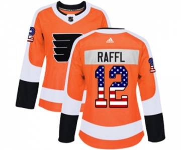 Women Adidas Philadelphia Flyers #12 Michael Raffl Authentic Orange USA Flag Fashion NHL Jersey