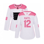 Women Adidas Philadelphia Flyers #12 Michael Raffl Authentic White Pink Fashion NHL Jersey