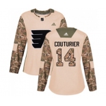 Women Adidas Philadelphia Flyers #14 Sean Couturier Authentic Camo Veterans Day Practice NHL Jersey