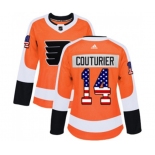 Women Adidas Philadelphia Flyers #14 Sean Couturier Authentic Orange USA Flag Fashion NHL Jersey