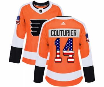 Women Adidas Philadelphia Flyers #14 Sean Couturier Authentic Orange USA Flag Fashion NHL Jersey