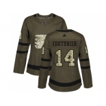 Women Adidas Philadelphia Flyers #14 Sean Couturier Green Salute to Service Stitched NHL Jersey