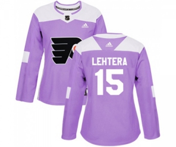 Women Adidas Philadelphia Flyers #15 Jori Lehtera Authentic Purple Fights Cancer Practice NHL Jersey