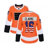 Women Adidas Philadelphia Flyers #16 Bobby Clarke Authentic Orange USA Flag Fashion NHL Jersey