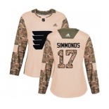 Women Adidas Philadelphia Flyers #17 Wayne Simmonds Authentic Camo Veterans Day Practice NHL Jersey