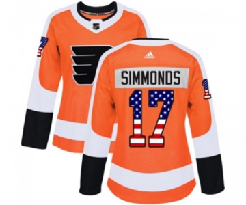 Women Adidas Philadelphia Flyers #17 Wayne Simmonds Authentic Orange USA Flag Fashion NHL Jersey