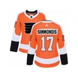 Women Adidas Philadelphia Flyers #17 Wayne Simmonds Orange Home Authentic Stitched NHL Jersey