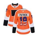 Women Adidas Philadelphia Flyers #19 Nolan Patrick Authentic Orange USA Flag Fashion NHL Jersey