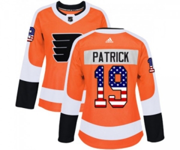 Women Adidas Philadelphia Flyers #19 Nolan Patrick Authentic Orange USA Flag Fashion NHL Jersey