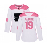 Women Adidas Philadelphia Flyers #19 Nolan Patrick Authentic White Pink Fashion NHL Jersey