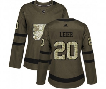 Women Adidas Philadelphia Flyers #20 Taylor Leier Authentic Green Salute to Service NHL Jersey