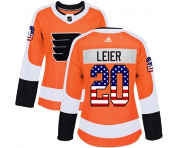 Women Adidas Philadelphia Flyers #20 Taylor Leier Authentic Orange USA Flag Fashion NHL Jersey