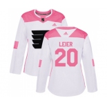 Women Adidas Philadelphia Flyers #20 Taylor Leier Authentic White Pink Fashion NHL Jersey