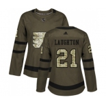 Women Adidas Philadelphia Flyers #21 Scott Laughton Authentic Green Salute to Service NHL Jersey