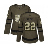 Women Adidas Philadelphia Flyers #22 Dale Weise Authentic Green Salute to Service NHL Jersey