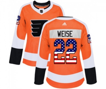 Women Adidas Philadelphia Flyers #22 Dale Weise Authentic Orange USA Flag Fashion NHL Jersey