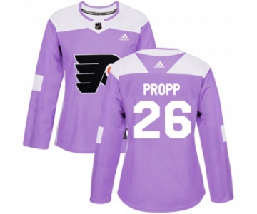 Women Adidas Philadelphia Flyers #26 Brian Propp Authentic Purple Fights Cancer Practice NHL Jersey